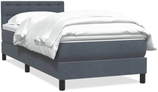 vidaXL Boxspringbett mit Matratze Dunkelgrau 80x220 cm Samt 3316618