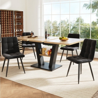HAUSS SPOLE Essgruppe 5 Teile ausziehbares Esstisch mit 4 Stühlen, für Küche und Wohnzimmer, (Vielseitiges 5-teiliges Esstisch-Set (118-157 x 70 cm) mit ausziehbarem Tisch & 4 Stühlen – Ideal für Küche & Wohnzimmer, ergonomische Stühle, elegante MDF-Ob...
