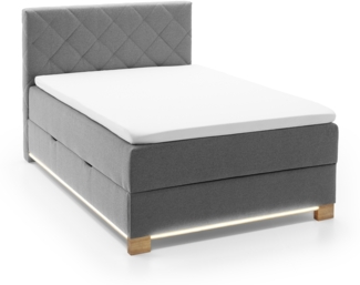Boxspringbett >Messina< Liegefläche 120x200 cm, hellgrau, Stellmaß: 122 x 120 x 211 cm (BxHxT)