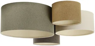 BPS Koncept 084-073 Deckenleuchte BOHO ELEGANT E27 4x40W Stoff strukturiert auf PVC-Kunststoff grau, weiß, braun H:34cm, Ø40cm/50cm/30cm/25cm dimmbar