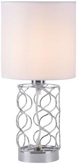 Tischleuchte, Textil weiß, Stahl silber, D 18 cm