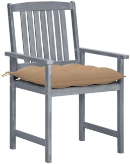 vidaXL Gartenstühle mit Kissen 4 Stk. Grau Massivholz Akazie 3061258