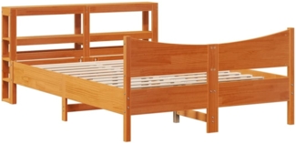 vidaXL Massivholzbett mit Kopfteil Wachsbraun 120x200 cm Kiefer 3306308