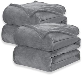 WAVVE Kuscheldecke Flauschig 2er Set Decke Fleecedecke - 2 Stücke Set Sofadecke 150x200 cm Warm Wohndecke Couchdecke, Grau Decke Weich Sofaüberwurf XL