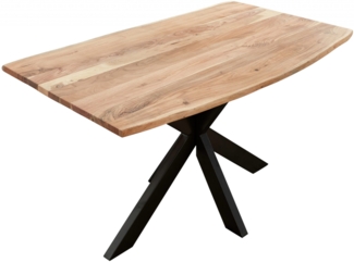 Esstisch Baumkante massiv Akazie natur 120x80 schwarz KALEA 528145