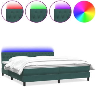 vidaXL Boxspringbett mit Matratze Dunkelgrün 200x210 cm Samt 3317190