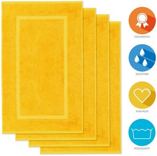 Lavea Badematte 4er Set Badeteppiche Elena Frottee 50x80 cm Badvorleger, 100% Baumwolle, 500 g/m² Frottier, weich & saugstark, pflegeleicht