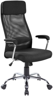 Dmora Stuhl mit Rädern Jou, Chefsessel mit Armlehnen, Ergonomischer Bürostuhl, 65x65h114/125 cm, Schwarz