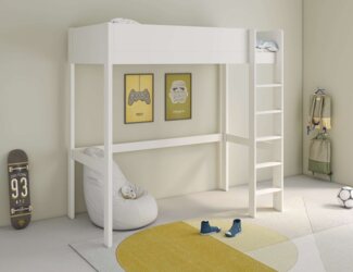 Lüttenhütt Hochbett TIPO, Topseller, Kinderbett, Leiter links oder rechts montierbar (B/H/T 200 x 190 x 90 cm) FSC® zertifiziertes Massivholz, Rundum-Absturzschutz