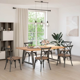 vidaXL Esstisch mit Baumkanten 200x120x74 cm Massivholz Eiche Rechteck 3305042