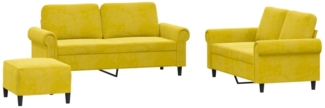 vidaXL 3-tlg. Sofagarnitur mit Kissen Gelb Samt 3202226