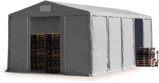 Lagerzelt 8x10 m Zelthalle Industriezelt mit 3,6m Seitenhöhe PVC Plane 850 N grau 100% wasserdicht Ganzjahreszelt mit Schiebetor