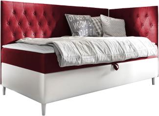 Boxspringbett 'Lenda Junior 3' rot 90x200 cm Rechts