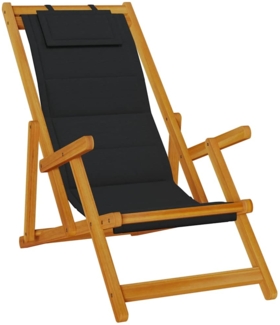 vidaXL Strandstuhl mit Armlehnen Klappbar Schwarz Akazie Textilene 4108066
