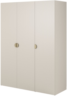 Selsey 'Moonir' Kleiderschrank 3-türig mit langer Kleiderstange und Schubladen, greige 200 x 150 x 57 cm