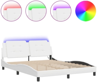 vidaXL Bettgestell mit LED ohne Matratze "Zadar" Weiß 160x200 cm Kunstleder 3214118