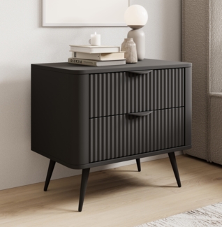 AX LIVING Nachttisch schwarz modern Vespasia 63,2 x 55,3 x 38 cm