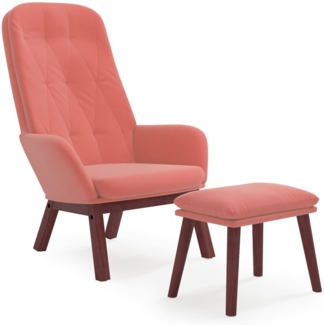 Relaxsessel mit Hocker Rosa Samt [3097660]