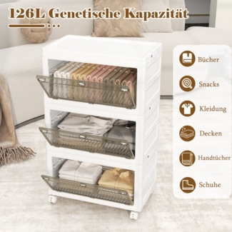 Aufbewahrungsbox mit Deckel Stapelboxen faltbar Aufbewahrungsbehälter mit Zweiweg-Türen 3-stufig