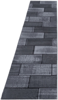 Kurzflor Teppich Pago Läufer - 80x300 cm - Schwarz