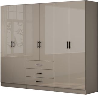 OTTO home Kleiderschrank Trento Schlafzimmerschrank Garderobe hochglanz Schrank mit 6 Türen und 3 Schubladen, hochglänzende Fronten
