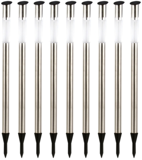 9er Set LED Edelstahl Solar Steckleuchten