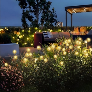 Salcar LED Solarleuchte 2 Pack LED Kugel-Solarleuchte Solar Garten Steckleuchte 8LED Warmweiß, Warmweiß, Solarbetriebene Leuchte Außen Solar Gartenleuchte 2 Leuchtmodi