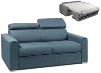 Schlafsofa 2-Sitzer Stoff VIZIR - Blau - Liegefläche: 120 cm - Matratzenhöhe: 18 cm