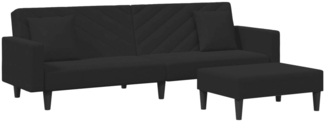 vidaXL 2-tlg. Sofagarnitur mit Kissen Schwarz Samt 3216271