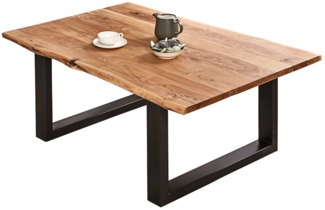 Couchtisch Baumkante massiv Akazie Natur 140x75 schwarz BILLY 526565