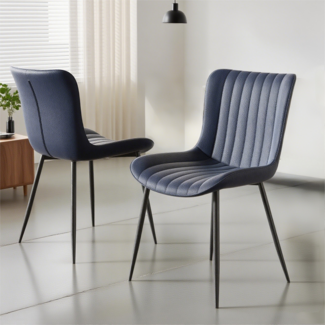Esszimmerstuhl, 2er-Set moderne Kunstleder-Sessel, PU, Blau