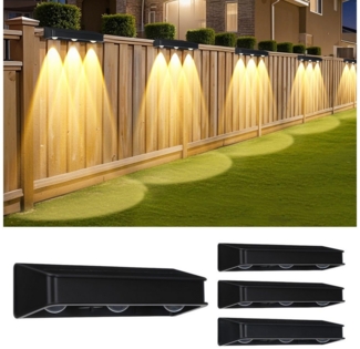 oyajia LED Solarleuchte 4 Stück LED Solarlampe für Außen, 3 LEDs Solarleuchte Außen Wandlampe, LED fest integriert, Warmweiß, Naturweiß, Kaltweiß, IP65 Wasserdicht Solarleuchten für Außentreppe, Stufen, Zaun, Garten