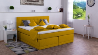 Meisterbetten Boxspringbett John 180x200 in WT-Yellow, Matratzenbezug Nano, Komfortschaum-Topper