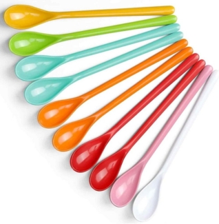 FELIXLEO Espressolöffel 10 Stück langer Plastik Kaffeelöffel wiederverwendbar für Eis Joghurt (10 Stück)