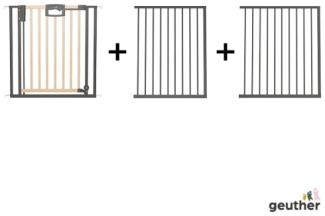 Geuther Türschutzgitter 'Easylock Plus' zum Klemmen für Öffnungen, Holz/ Metall, Natur/ Schwarz, 216,5 cm - 224,5 cm