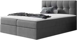 Boxspringbett Cleofas , Grau, 140x200 cm, Webstoff