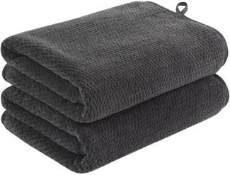 4er Pack Mikrofaser Handtuch Set 40x76cm Schwarz - Weich & Saugstark