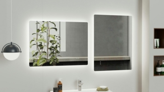 welltime LED-Lichtspiegel Toledo eckig, Spiegel mit LED Beleuchtung, Badspiegel, mit Anti-Fog Beschichtung