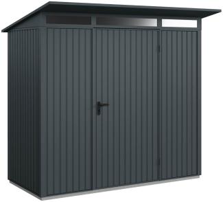 Hörmann Metall-Gerätehaus Berry Classic mit Pultdach Typ 1, 248 x 153 cm, anthrazitgrau, 3,8 m²,1-flüglige Tür