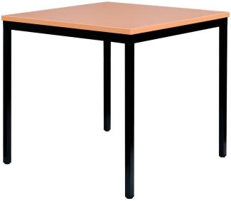 Schreibtisch Profi Besprechungstisch Büromöbel Verkaufstisch Computertisch 80 x 80 cm RAL 9005 Schwarz/Buche Dekor 331011