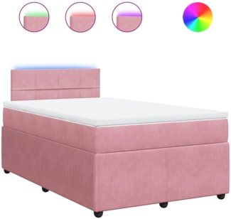 vidaXL Boxspringbett mit Matratze Rosa 120x200 cm Samt 3290015