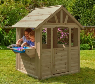 Zwerkules Cubby | Kinder Spielhaus für den Garten | inkl. Spielküche | Holz