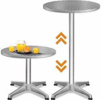 Casaria Stehtisch (1-St), Stabil Höhenverstellbar 70 cm / 115 cm Hoch Alu Rund Ø60cm Wetterfest