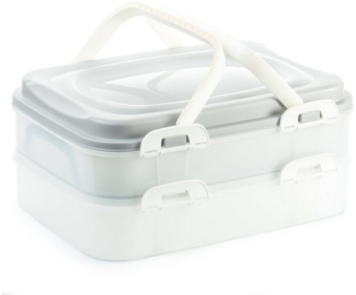 2friends Kuchentransportbox Kuchen-Transportbox, Kuchenbehälter mit praktischem Hebeeinsatz, Kunststoff, (Set, 2-tlg), Clickverschlüssen und Tragegriffen, 2 Etagen, Maße 40 x 30 x 18 cm