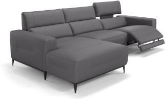 Sofanella Ecksofa TERAMO Ledersofa Eckgarnitur Eckcouch in Grau M: 324 Breite x 101 Tiefe