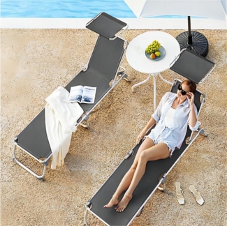 SONGMICS Gartenliege, 2 St, Sonnenliege klappbar 193 x 55 x 31 cm verstellbar