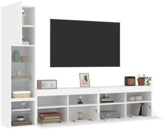 vidaXL 4-tlg. Wohnwand mit LED-Beleuchtung Weiß Holzwerkstoff 3216711