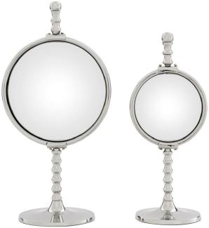Casa Padrino Luxus Spiegel Set Silber - 2 Tischspiegel mit konvexem Spiegelglas - Deko Accessoires