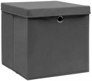 vidaXL Aufbewahrungsboxen mit Deckeln 10 Stk. 28x28x28 cm Grau 325194