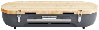 Flipgrill.Holzkohlegrill mit Schneidebrett/Servierplatte und Wendegrillrost, Tragbar, Grau, 60 x 20 x 12 cm